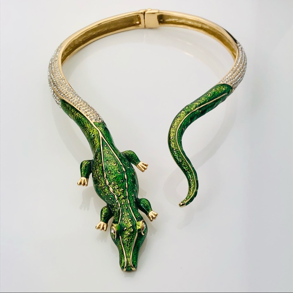 ANNA DELLO RUSSO X H&M ENAMEL CROCODILE COLLAR NECKLACE